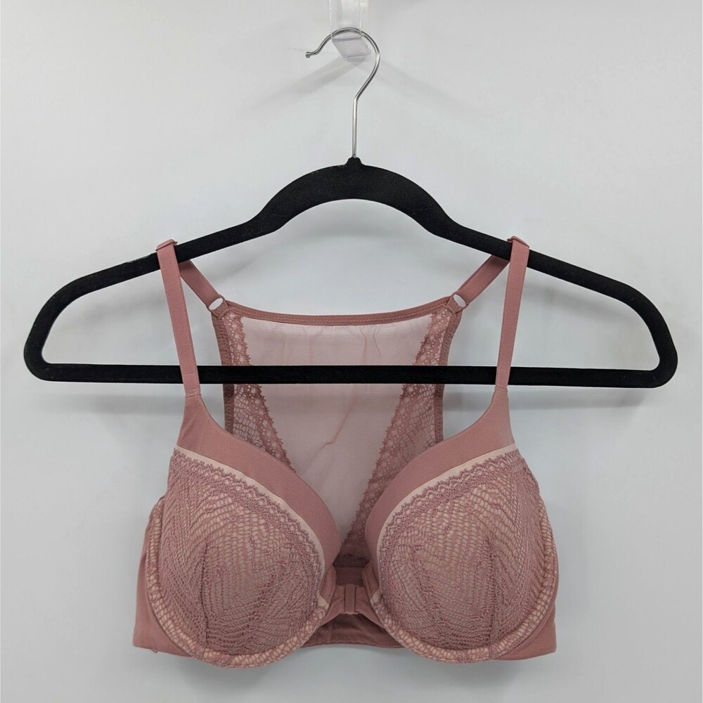 Victoria's Secret Bra 32DD Mauve Pink Lined Demi Front Close
